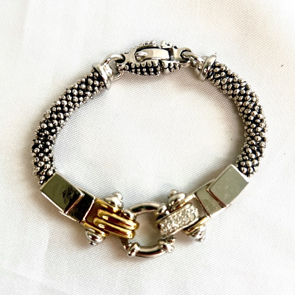 Silver and Gold Textured Bracelet